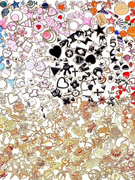 Other - 400Pcs Charms for Jewelry Making, Assorted Enamel Bracelet Bangle Charms, Mixed